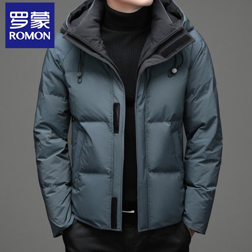 ROMON Autumn and Winter 2026 New Men's Down Jacket Hooded Thickened Warm Short White Duck Down Men's Jacket Trendy Red L 175/92A Recommended 120-140Jin Jin equals 0.5 kg
