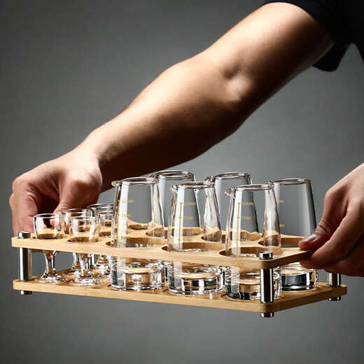 Fantasy white wine glass set, six-piece wineware set with gold scale, gold scale 100-point wine vessel, Qinglian cup x 6 cup holders