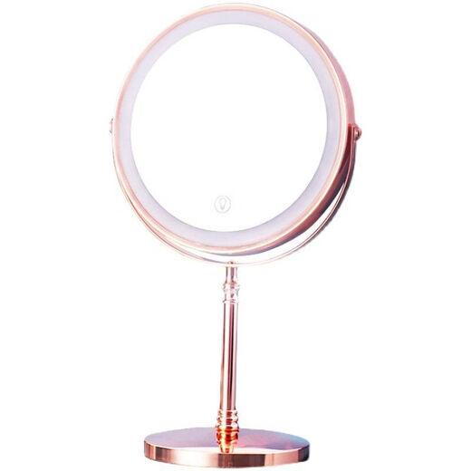 LED double-sided mirror 10 times magnification makeup mirror lifting tabletop with light ten times black head dressing metal mirror silver 8 inches rechargeable ten times magnification