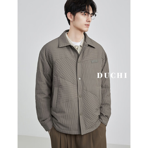 Duchi DUCHI Мужской легкий пуховик Мужская зима 2025 г. Новый стиль рубашки с короткими лацканами Белый утиный пуховик Черный XL Рекомендуемый вес 151-170Jin Jin равен 0,5 кг