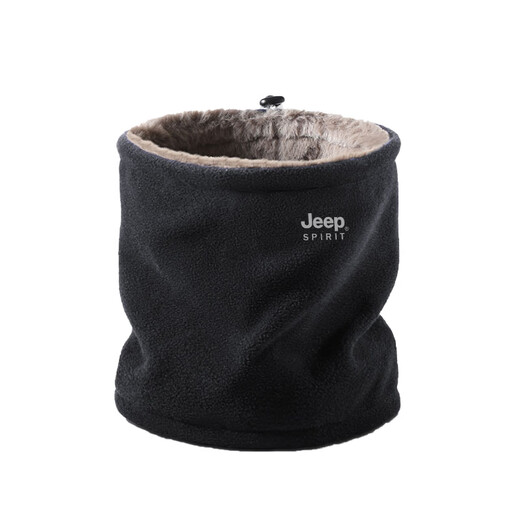 JEEP SPIRIT neck scarf for men, winter plus velvet, thickened and warm, motorcycle riding, windproof and cold-proof neck scarf for women, black (plus velvet), one size fits all