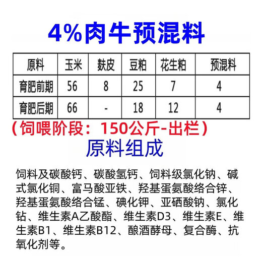 East China 4% beef cattle premix rapid fattening, fattening and growth-promoting additives to promote rumination and resist stress 1 bag (express delivery)