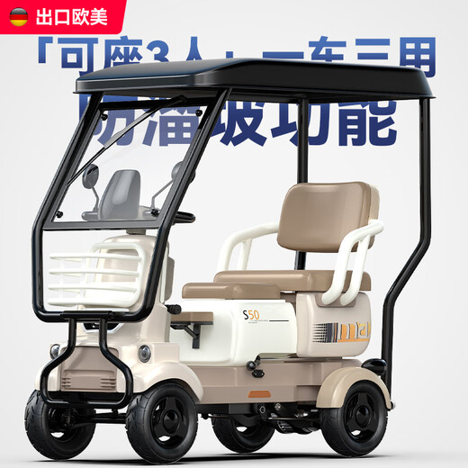 Reisvichi covered four-wheel electric car for the elderly with a shed, household urban small-sized disabled adult power-assisted battery car 48V25Ah ternary lithium battery