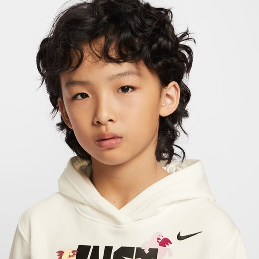 Nike Year of the Horse limited run-off series New Year's children's velvet hooded sweatshirt spring for boys and girls NIKE IQ3932 133 sail white 160 XL