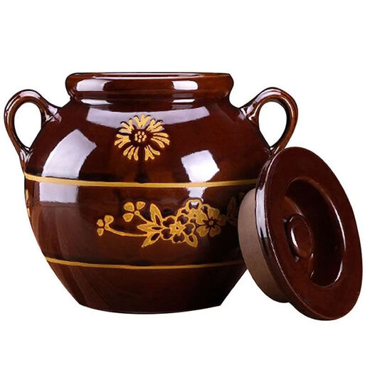 Lin Yan lard jar with lid lard jar ceramic oil jar kitchen household earthenware pot with lid to store oil jar 65Jin Jin is equal to 0.5kg water capacity oil jar