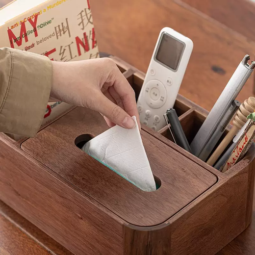 Yusenyi black walnut drawer living room household paper box coffee table solid wood tissue box tissue desktop remote control storage box (combination pack) light luxury copper edge magnetic tissue box-Yuanfu Ashtray