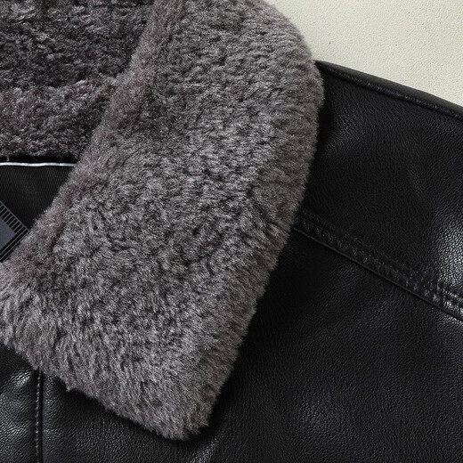 Dibinze large size men's leather jacket loose plus fat enlarged lapel warm jacket fat man jacket black L