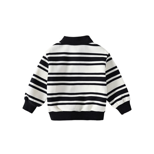 Royal Tong Yuan Boys' Fashionable Velvet Polo Striped Sweater 25 Winter Long Sleeve Tops for Middle and Older Children