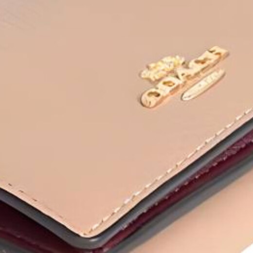 COACH 10 Golden Horse and Car Letter Logo Pebbled Leather Card Holder Wallet Women's Diamond Gray Default Basic Pack (Bag + Dust Bag)