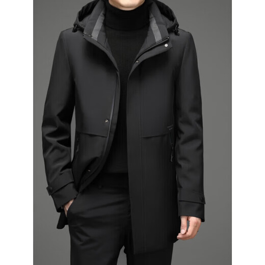 LILANZ новый мужской пуховик средней длины, высококачественный бренд, моющийся, зимний, новый утолщенный верх на утином пуху, черный 90, белый утиный пух, съемный капюшон + подкладка M 170, подходит для веса (100-120 Jin Jin соответствует 0,5 кг)