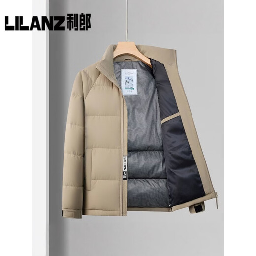 利郎高端轻奢立领羽绒服男冬季新款时尚休闲加厚保暖防寒面包服外套潮 卡其 14XL (180)