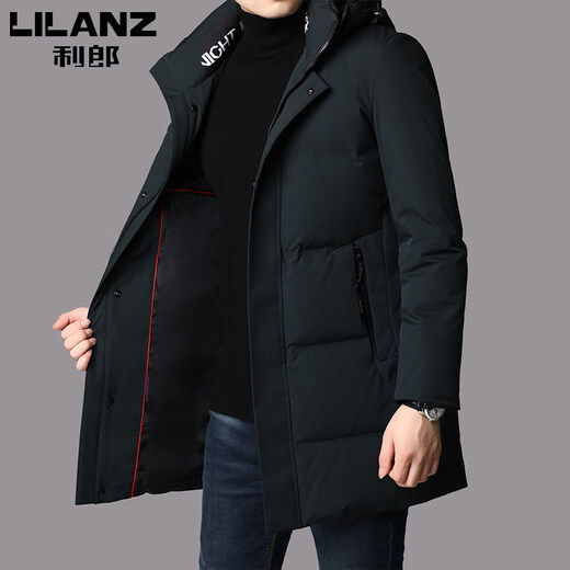 Мужской утолщенный и теплый зимний пух средней длины в том же стиле торгового центра Lilang, новая морозостойкая куртка на белом утином пуху среднего и большого размера, черный размер M 170 (рекомендуемый вес 90-115 Jin Jin равен 0,5 кг)
