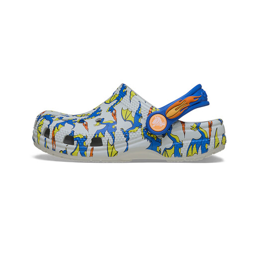 CROCS 2026 Spring New Classic Dinosaur Print Children's Crocs Lightweight and Comfortable Casual Slippers/212514 Atmospheric Gray-1FT 28 (165mm)
