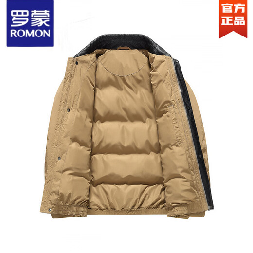 罗蒙（ROMON）巴恩风夹克羽绒服男短款2025秋冬季新复古翻领老钱潮流外套上衣 土黄色 L 175