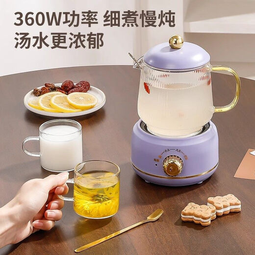 LDVEP German brand wine kettle, constant temperature electric heating, rice wine warmer, glass white wine flower carving wine kettle, teapot, three-speed temperature adjustment 450ML-Crown White