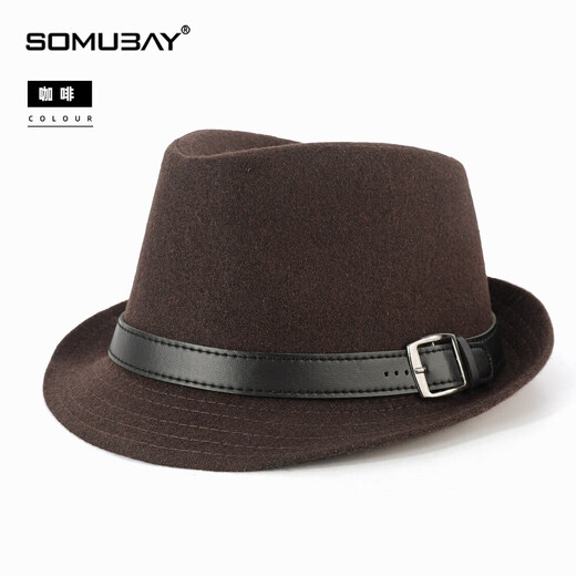 SOOKI Men's Jazz Hat Autumn and Winter British Style Top Hat Fashionable Warm Retro Versatile Casual Middle-aged and Old Dad Gentleman Hat Black M (56-58cm)