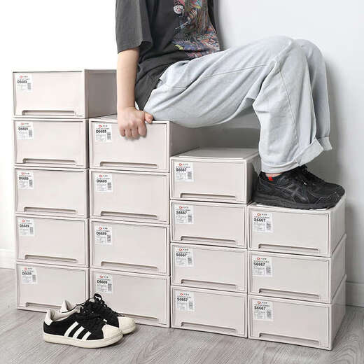 Yusenyi thickened shoe box storage box solid drawer-type dust-proof shoe plastic shoe box shoe cabinet simple shoe rack without assembly 6 pieces (can be stacked) shopkeeper recommended 28x36x16.6cm