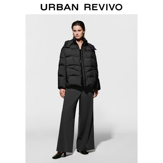 UR new winter women's style simple hooded super loose down jacket UWM150109 black (loose) S