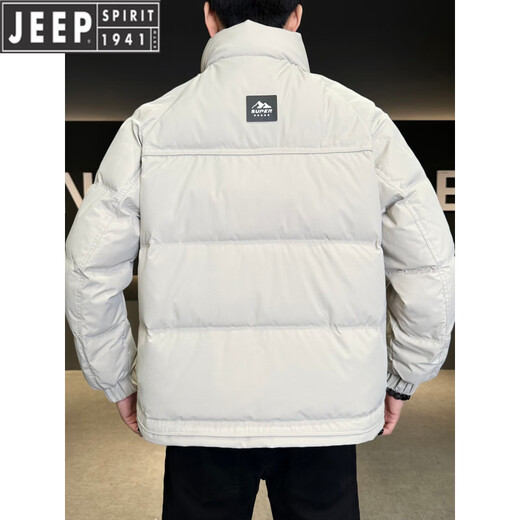 JEEP吉普极寒加厚面包服男立领羽绒服冬季2026新款防寒服保暖短款外套 豆绿色 L 95-125斤