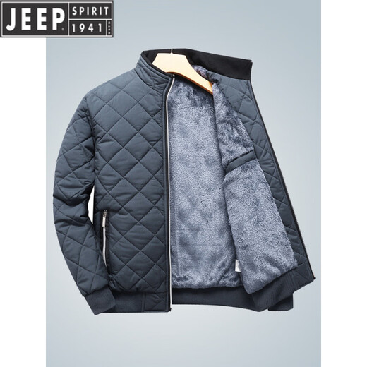JEEP Jeep cotton thickened jacket men's winter new velvet jacket men's stand-up collar warm windproof casual top black 2188 stand-up collar 2XL 140Jin Jin equal to less than 0.5 kg