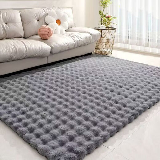 Fantasy Cream Bubble Plush Imitation Rabbit Fur Coffee Table Living Room Solid Color Simple Floor Mat Bedroom Carpet Bay Window Soundproof Bedside Blanket 60x160cm Thickened Encrypted TT Rabbit Fur Sakura Pink