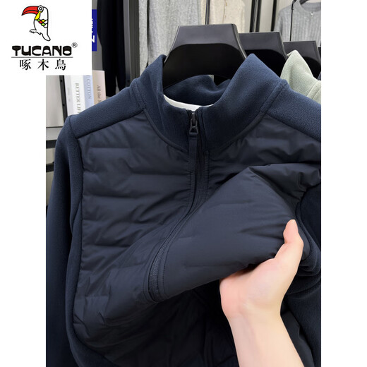 啄木鸟（TUCANO）秋冬新款男士轻薄羽绒服户外加绒加厚保暖冲锋衣内胆抓绒外套 JD25815-军绿 2XL 建议120-140斤穿