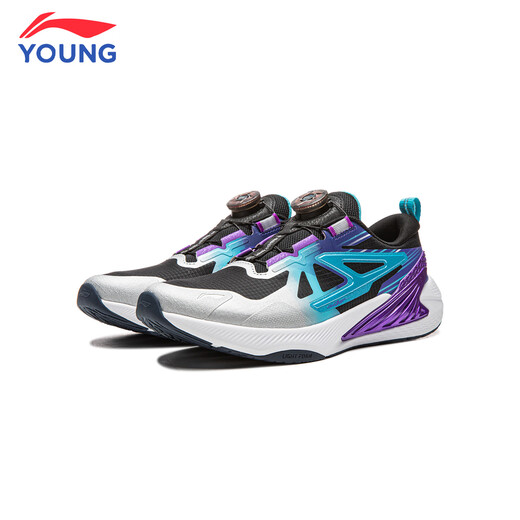 Li Ning (LI-NING) children's running shoes Zhique 3 New Year's model red festive Horse Year boys lightweight rebound cushioning comfortable sports shoes black/silver/rich purple Zhique 3 33 size