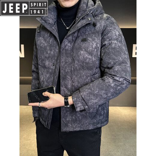 JEEP Jeep пуховик с капюшоном, мужская зимняя новинка 2025 года, холодостойкая утолщенная теплая куртка, мужская зимняя короткая зеленая куртка 2XL