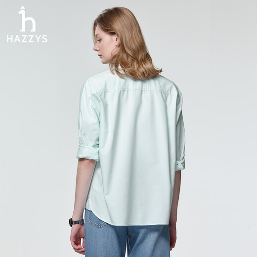 HAZZYS Women's Clothing Spring Women's PHIZ Series Commuting Loose Plain Long-Sleeved Shirt Women ASCSK1DAX01