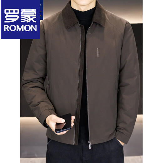 ROMON Мужская короткая пуховая куртка с лацканами, новинка 2025 года, зимняя деловая повседневная легкая теплая зимняя куртка мужская оливково-зеленого цвета M 170/