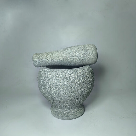 Sanqihu handmade natural bluestone garlic pounder stone mortar household medicine jar grinder garlic stone mortar garlic mortar belly diameter 20cm tall lychee surface stone mortar
