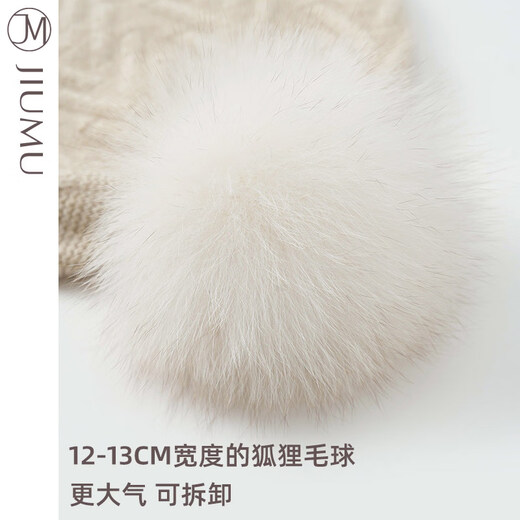 JIUMU Pure Woolen Hat Women's Autumn and Winter Versatile Thickened Ear Protection Coldproof Knitted Hat for Elders Grandma and Mother Carbon Black One Size (56-60cm)