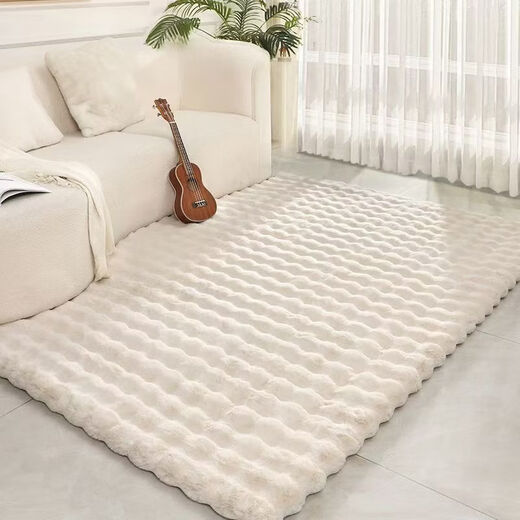 Fantasy Cream Bubble Plush Imitation Rabbit Fur Coffee Table Living Room Solid Color Simple Floor Mat Bedroom Carpet Bay Window Soundproof Bedside Blanket 60x160cm Thickened Encrypted TT Rabbit Fur Sakura Pink