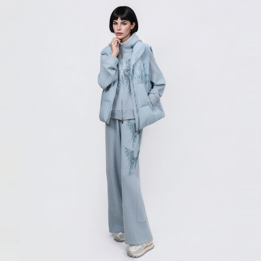 TCH sweatshirt suit for women 25 years autumn and winter fashion hot diamond simple style versatile temperament elegant style three-piece set blue M 100-120Jin Jin equals 0.5 kg