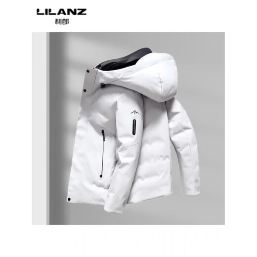 LILANZ пуховик мужской зимний короткий модный брендовый спецодежда утолщенный теплый куртка с капюшоном свободный белый утиный пух деловой черный 14XL (190)