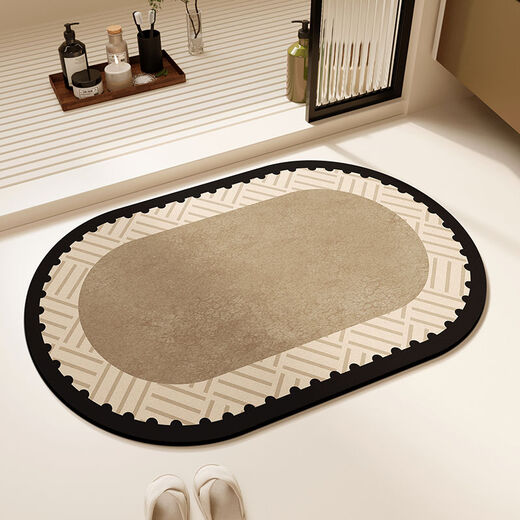 Fantasy absorbent floor mats, toilet door carpets, bathroom shower mats, Brown Jingxile diatom mud oval 40x60cm 2 pieces discount pack