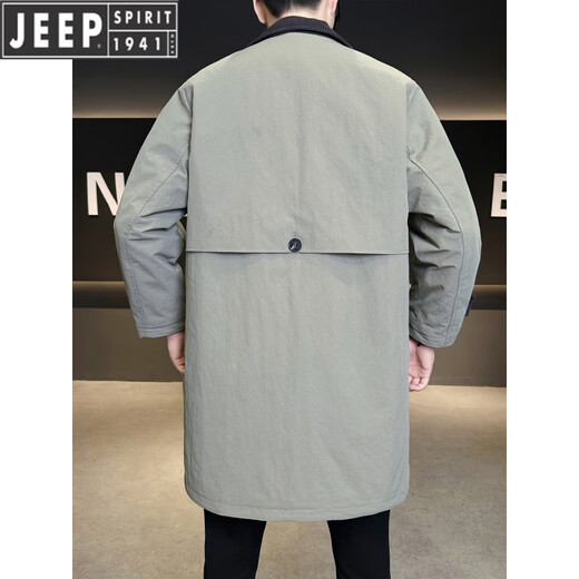 JEEP Мужской пуховик средней длины Jeep с лацканами, зима 2026, новая утолщенная теплая зимняя куртка мужская с защитой от холода, черный 2XL (155-170Jin Jin равен 0,5 кг)