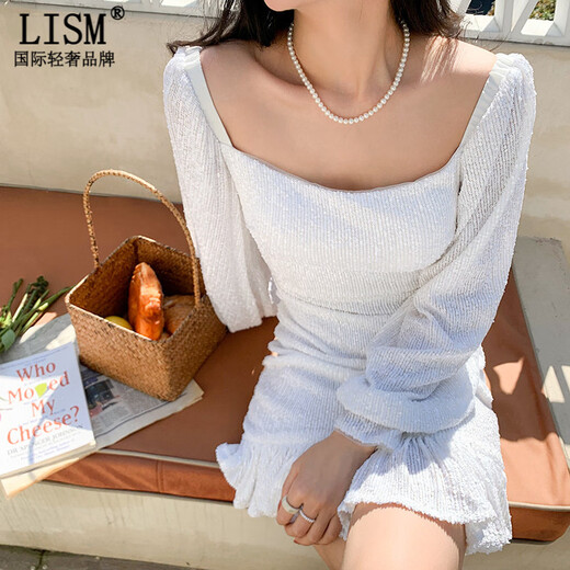 LISM designer international light luxury brand white dress can be worn at ordinary times 2026 new spring short style lady style white M