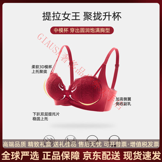 Agent Provocateur Light Luxury Brand Year of the Horse Ben Ming Nian Underwear for Women Red Small Breasts Gathered to Show Biggery Lace Panties for Wedding Bride Maroon-Suit 70A 32 (for good luck)