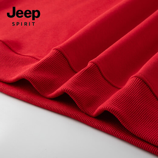 JEEP SPIRIT Year of the Horse sweatshirt men's winter trend versatile plus velvet thickened warm long-sleeved top men's J9201 wine red XL