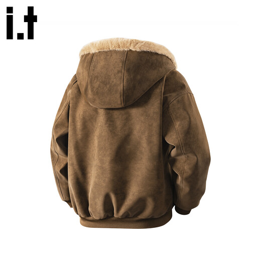 CHOCOOLATE it Mountain Carving Cotton Jacket Men's 2025 Winter Retro Hooded Woolen Warm Loose Jacket Brown Velvet M Recommended 90Jin Jin is equal to 0.5kg -110Jin Jin is equal to 0.5kg