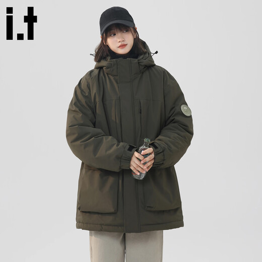 CHOCOOLATE it American trendy brand workwear hooded casual versatile cotton coat winter new thickened warm couple's jacket military green M recommended 100-120Jin Jin equals 0.5 kg