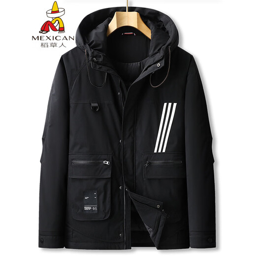 Scarecrow Fat Brother 2025 Winter Hooded Workwear Down Jacket Men's Plus Fat Extra Large Thickened Coldproof Warm Down Jacket Beige 6XL (Recommended 230-250Jin Jin equals 0.5kg)