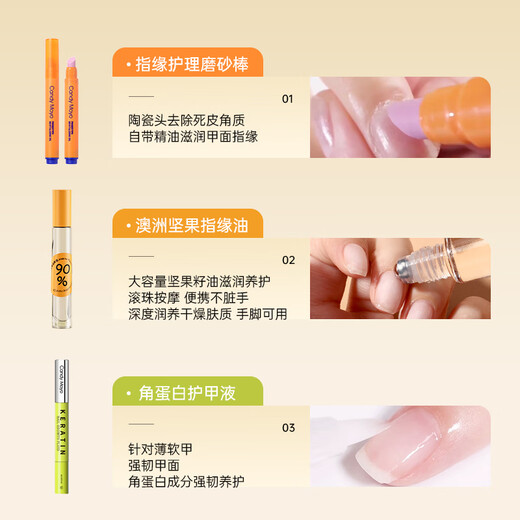 CandyMoyo finger edge oil nail care anti-hangnail nutrition pen keratin nail care essential oil scrub hand and foot nails 3 pieces