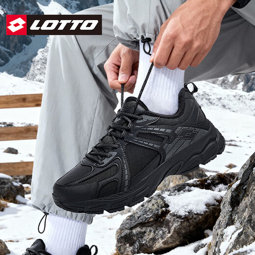Lotto Lotto Men's Leather Waterproof and Velvet Sports Shoes 2025 Autumn and Winter New Outdoor Non-Slip Hiking Shoes Black (Leather and Velvet) 37