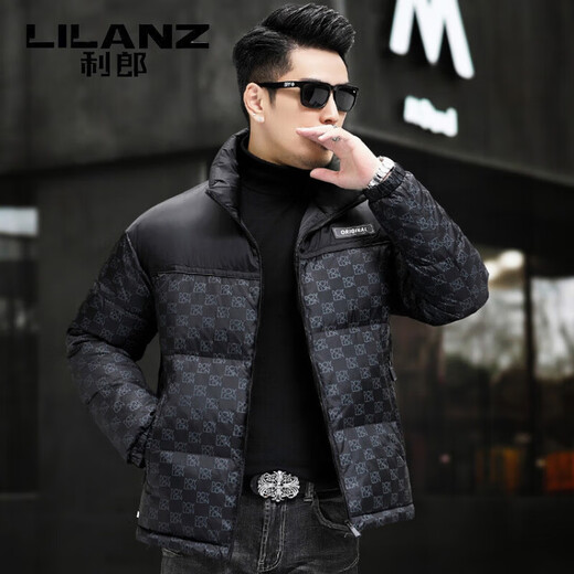 LILANZ 2025 Новый зимний короткий пуховик на гусином пуху, мужской утепленный теплый воротник-стойка, модная куртка для молодежи и среднего возраста, черный M 170