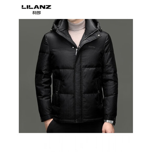 LILANZ high-end white duck down short hooded jacket for men winter fashion trend thickened warm down jacket for men purple 28709 14XL (180)