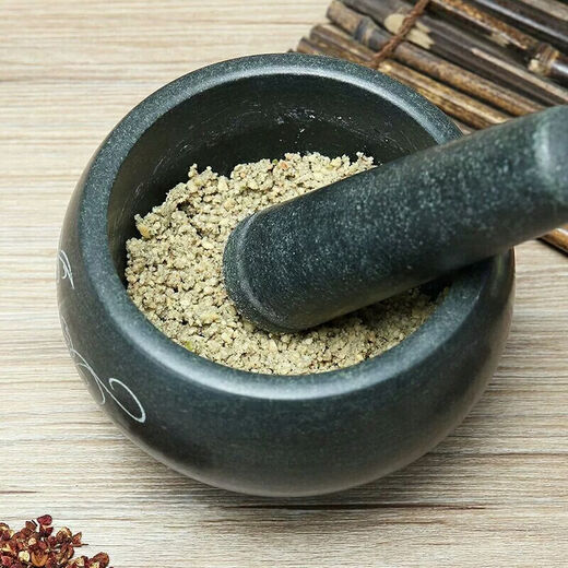 Fantasy bluestone stone mortar garlic mortar garlic pounder medicine jar stone cup masher food supplement grinder outer diameter 30CM with hammer