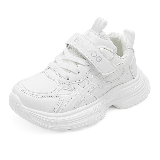BOBDOG Children's Shoes Boys White Sports Shoes 2026 Spring New Campus Shoes Boys and Girls White Shoes White 27 Suitable for Feet Length 16.1CM