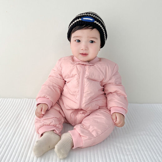 Disney (Disney) baby winter down jumpsuit for men and women, thickened winter outdoor clothing, plus fleece rompers, children's warm clothes, red down jumpsuit 36cm 100
